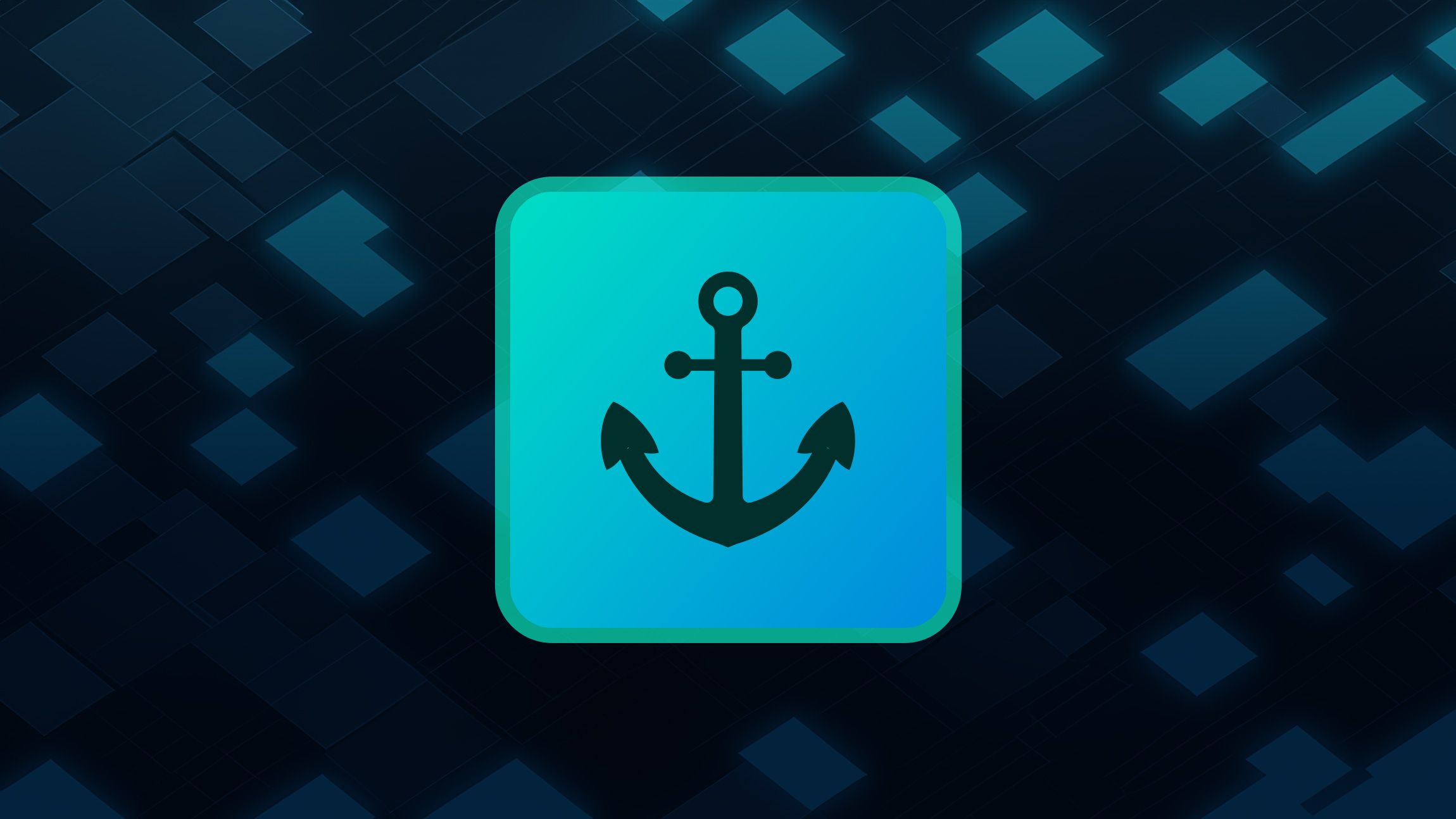 A boats anchor agains a futuristic background with rectangle patterns