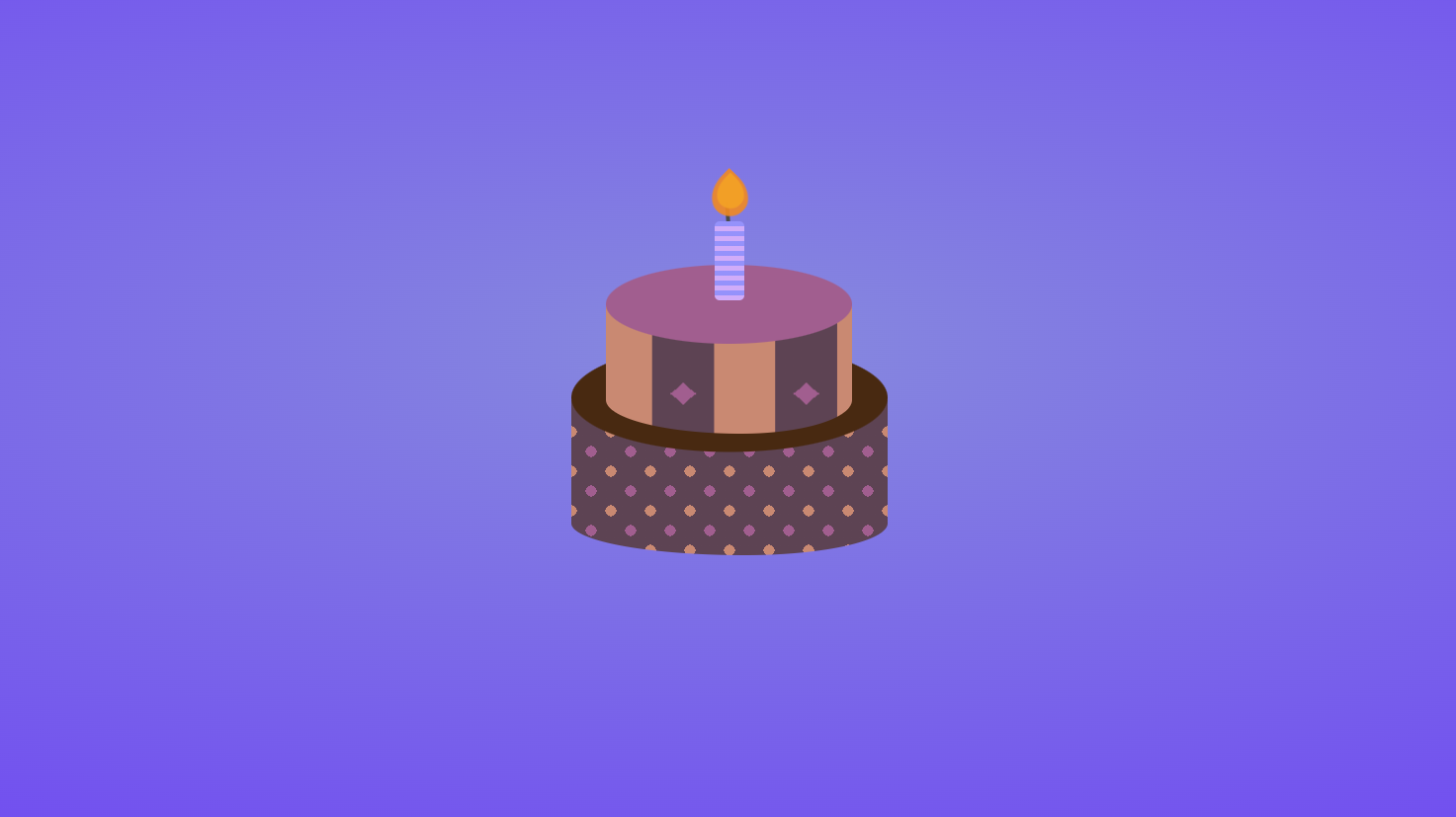 Cake built with CSS with a candle