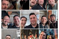 A collage of me taking selfies with a bunch of people at css day, smiling in each one of them