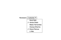 A customizable multiple select with size 1, showing consistent checkmark styling