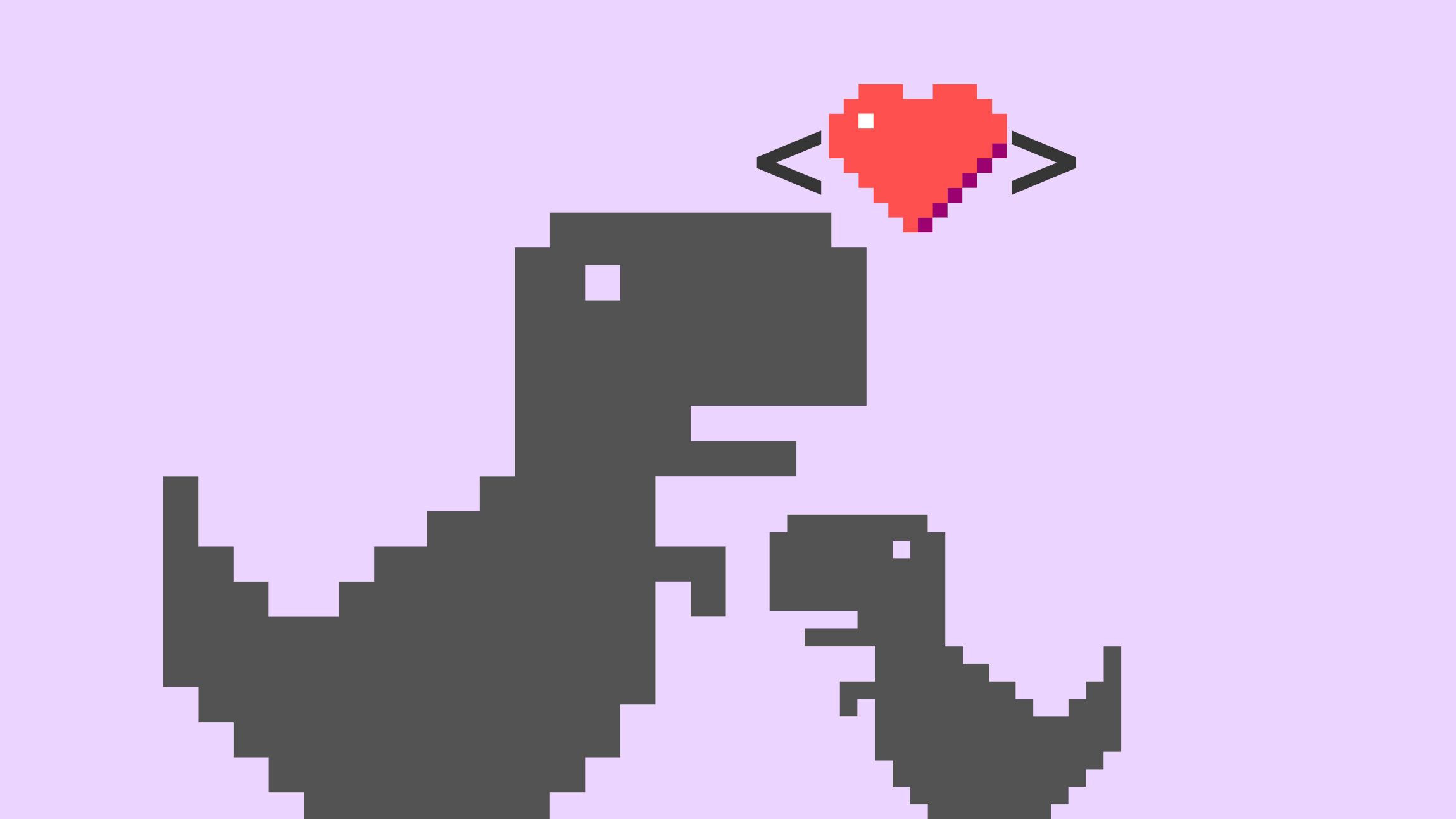2 Dinos with heart in html