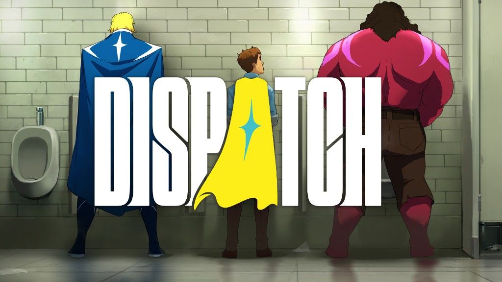 Key art from the video game Dispatch, showing its cast of misfit superheroes in the dispatch office