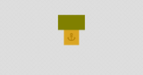 Two elements above each other in the center of the screen, one of them is a square in yellow centered on the screen with an anchor icon on it, the other has a 16/9 aspect ratio in green and is sitting on top of the yellow one, center aligned
