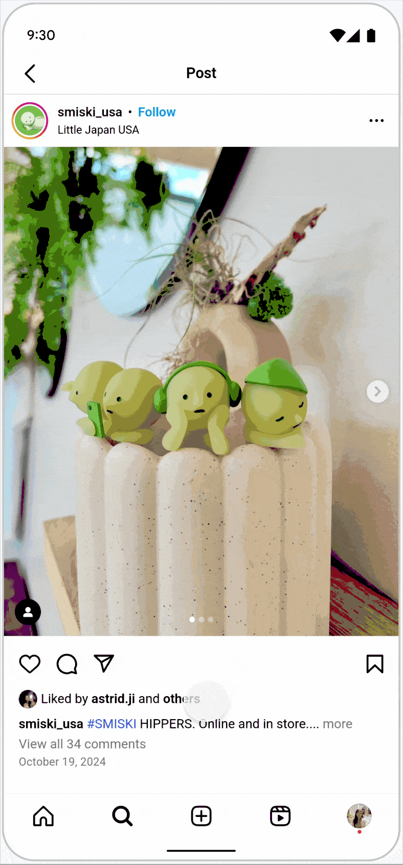 A long press on button opens the popover