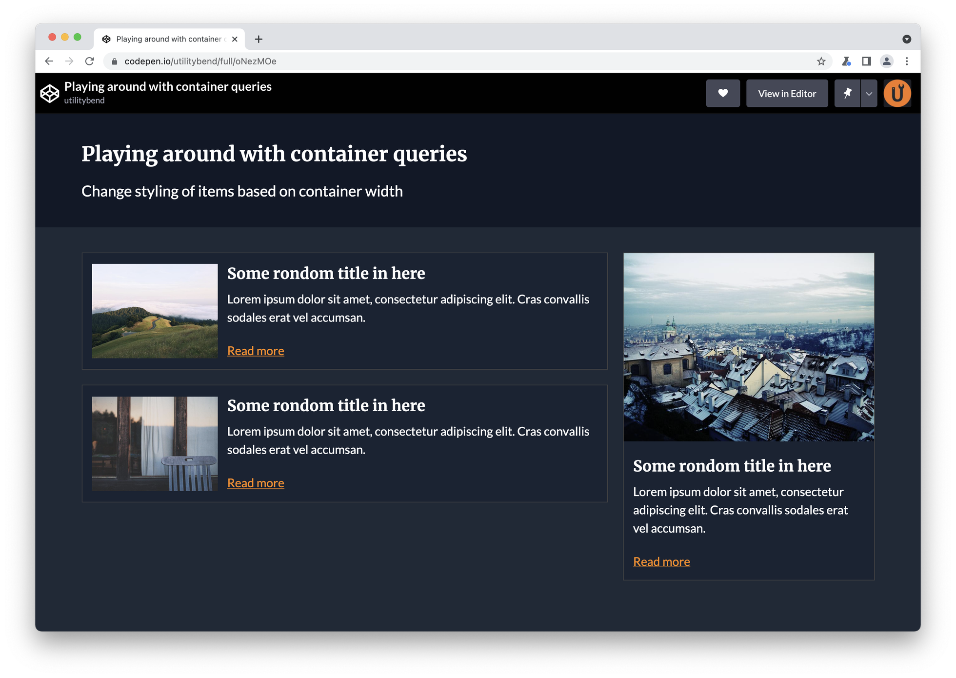 A page with main content and a sidebar