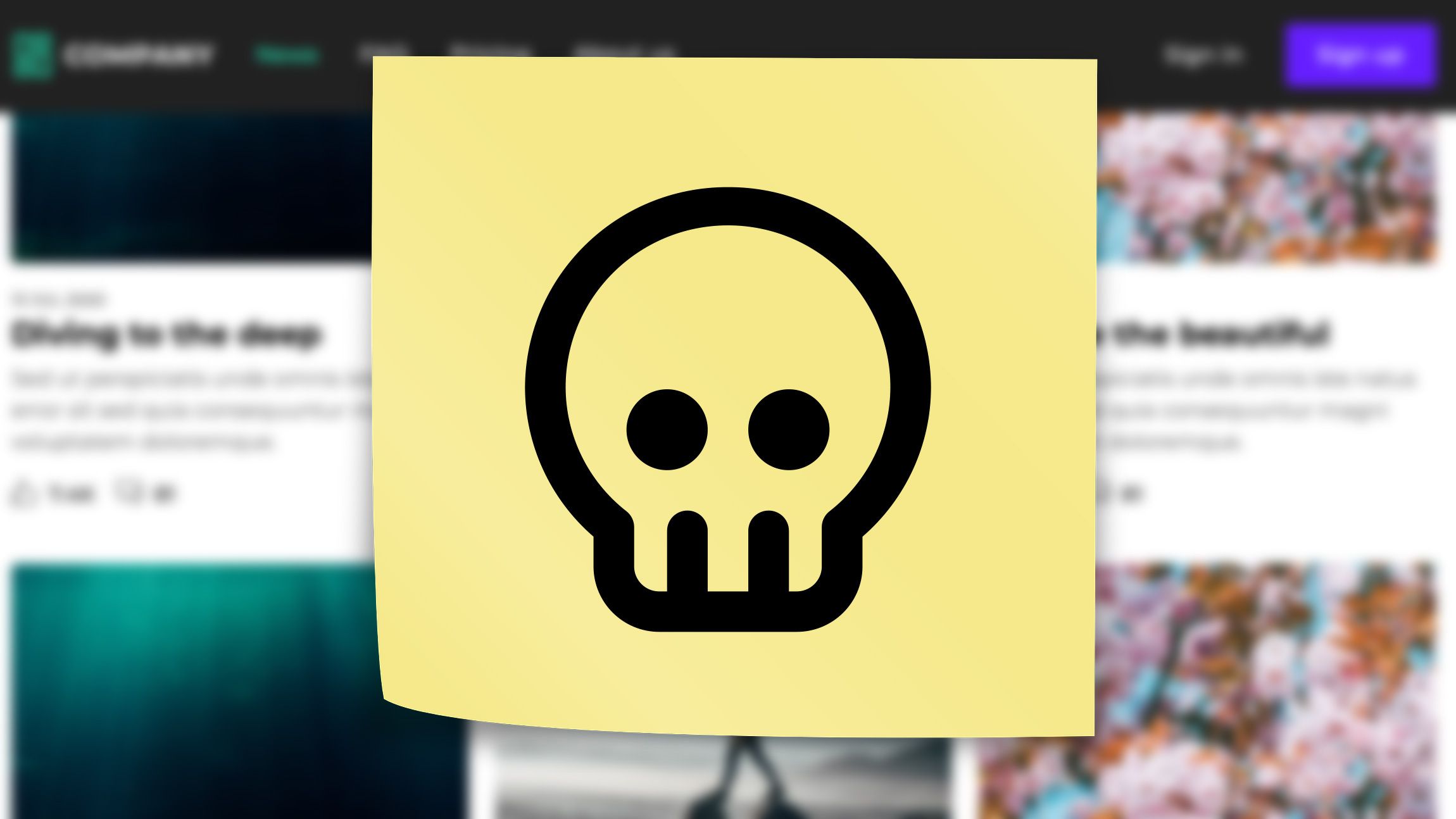Sticky post-it with skull on it