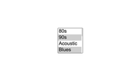 A default multiple select element showing music genres with 90s and blues selected