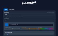 A screenshot of the tool whrere you can see the oklchroma title and some color inputs with range sliders