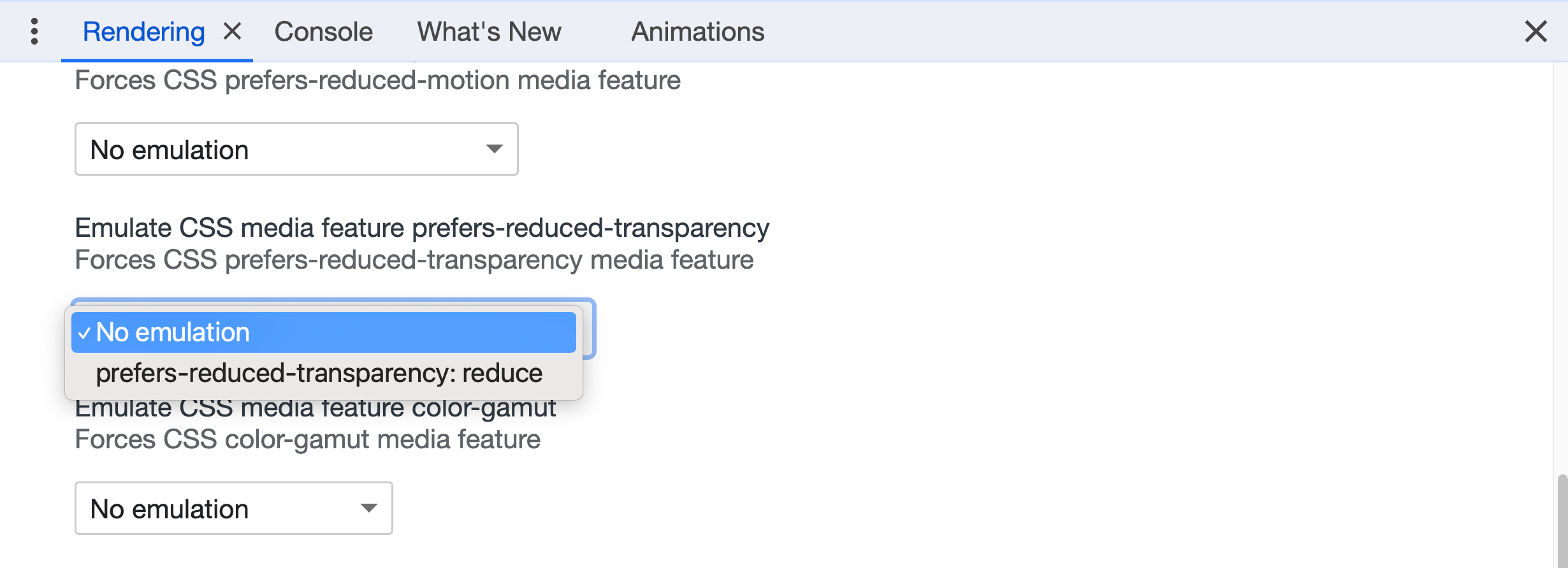 Reduce transparency option in CSS rendering tabs