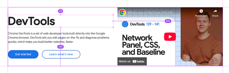 VisBug interface showing rulers, guides, and measurement tools overlaid on a webpage for precise design inspection
