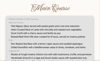 An open select with some course choices for a menu