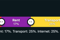 A range slider that separates budgets. title is Bugdet allocator. it separates groceries, rent, transport and internet in percentages