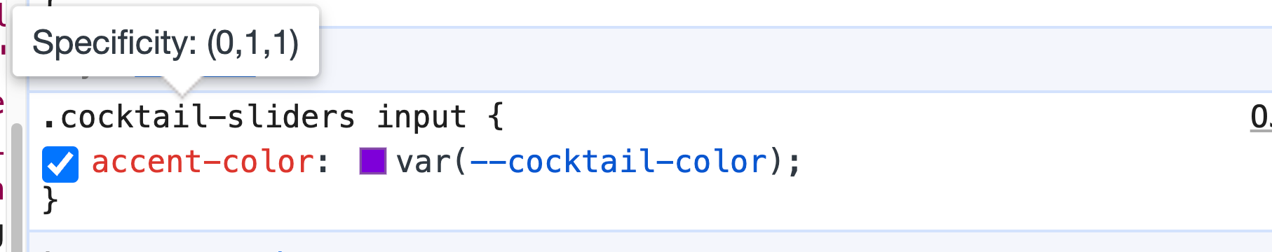 Specificity tooltip in DevTools