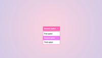 A pink select with a listbox underneath it that is white and has a pink border