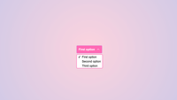 A pink select with white text and slightly rounded corners and an arrow. has a styled list box under it with pink border and white background