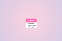 A pink select with white text and slightly rounded corners and an arrow. has a styled list box under it with pink border and white background