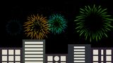 Fireworks above skyline made with CSS