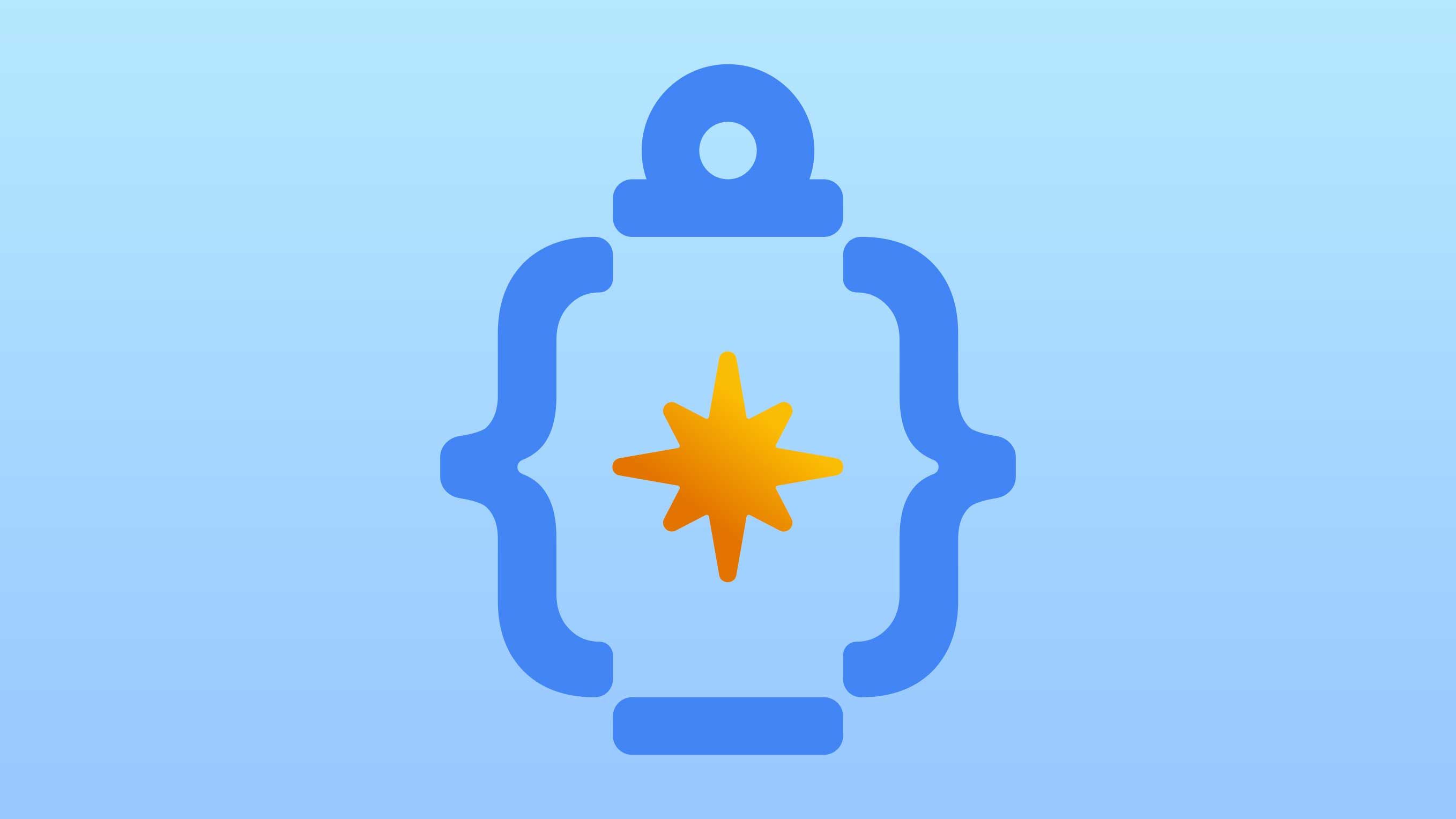 A white line-art icon of an open book with CSS curly braces on its pages, three stacked layers beside it, and a dark badge reading SKILLS, on a blue and cyan gradient background