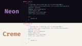 Preview of Utilitybend Neon and Utilitybend Creme themes with CSS code side by side.