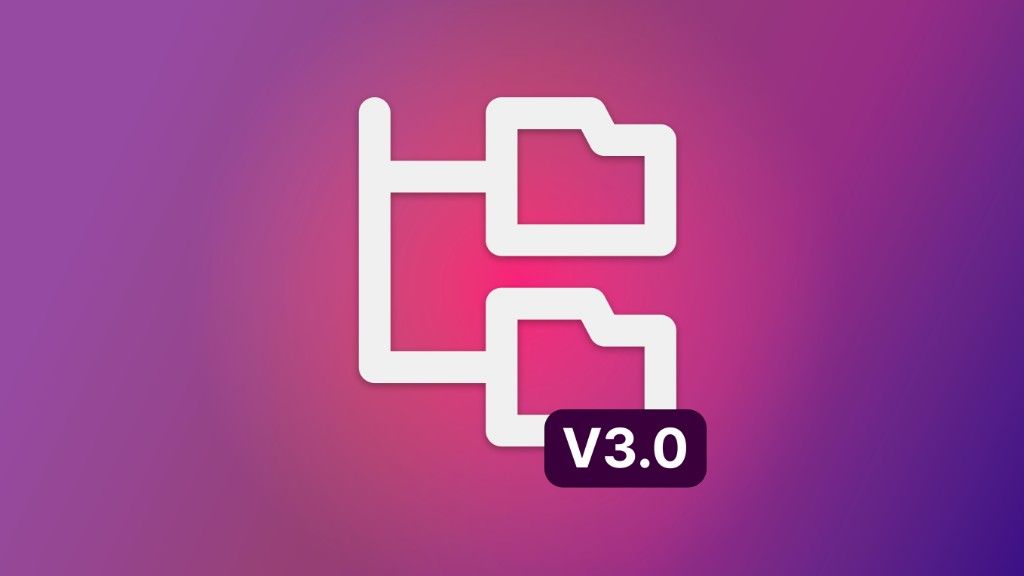 A stylized icon representing CSS file architecture with a V3.0 badge, on a vibrant purple and pink gradient background