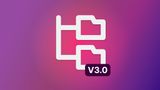 A stylized icon representing CSS file architecture with a V3.0 badge, on a vibrant purple and pink gradient background