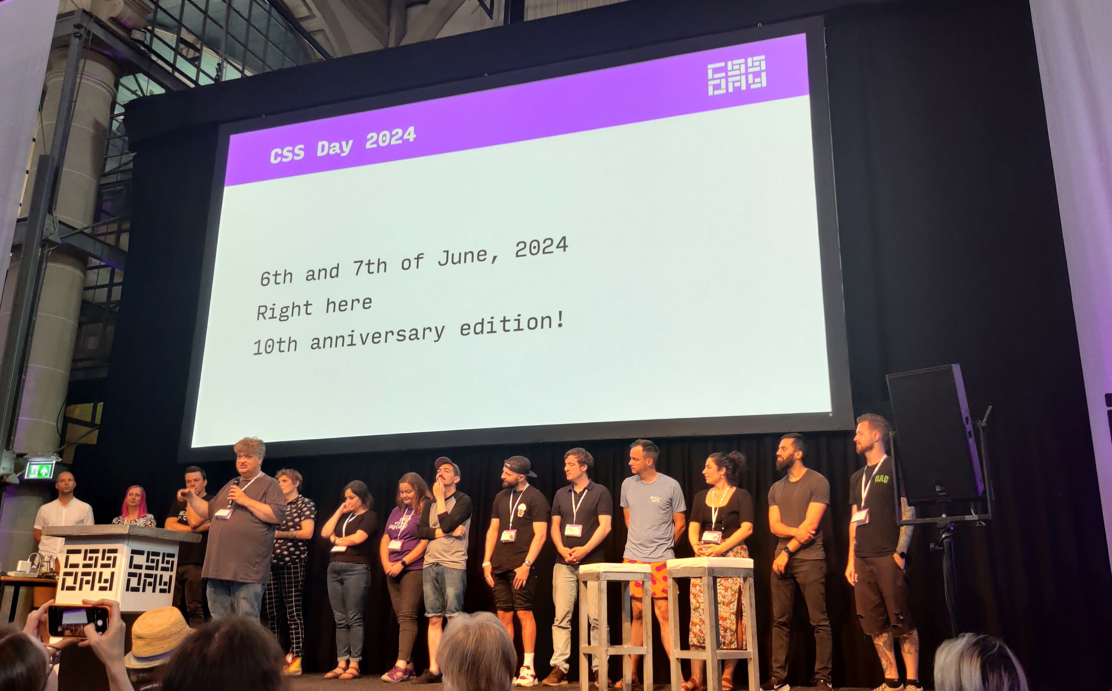 Speakers on stage at css day