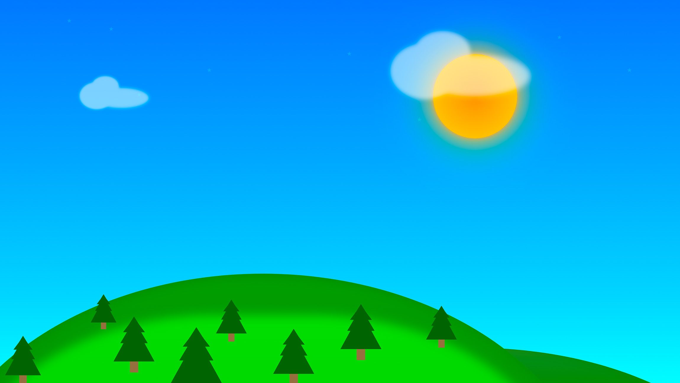 Drawn hills and sun in CSS