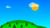 Drawn hills and sun in CSS