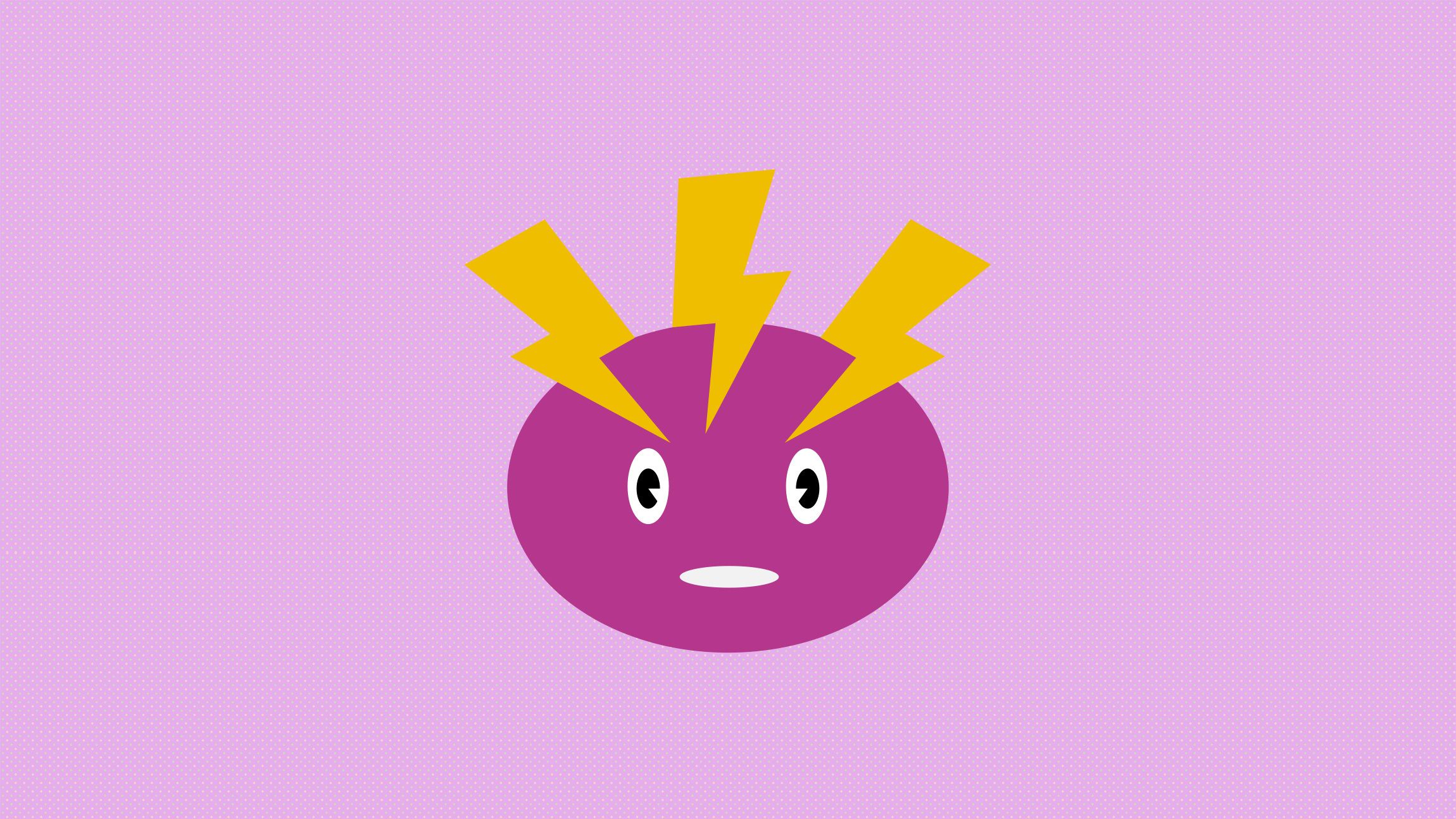 Little purple head with lightning around it - static thingy wingy logo