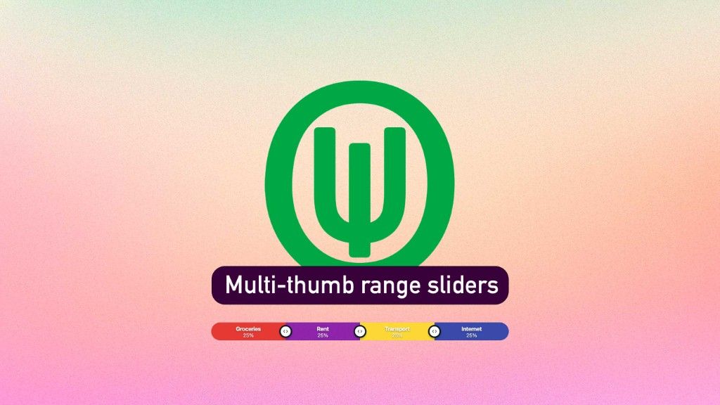 Open UI logo above a banner reading Multi-thumb range sliders, and a horizontal multi-segment range slider with draggable handles